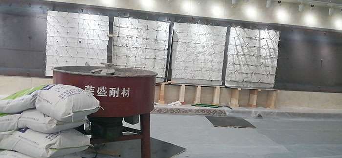荣盛耐材厂区不定形耐火材料实验墙
